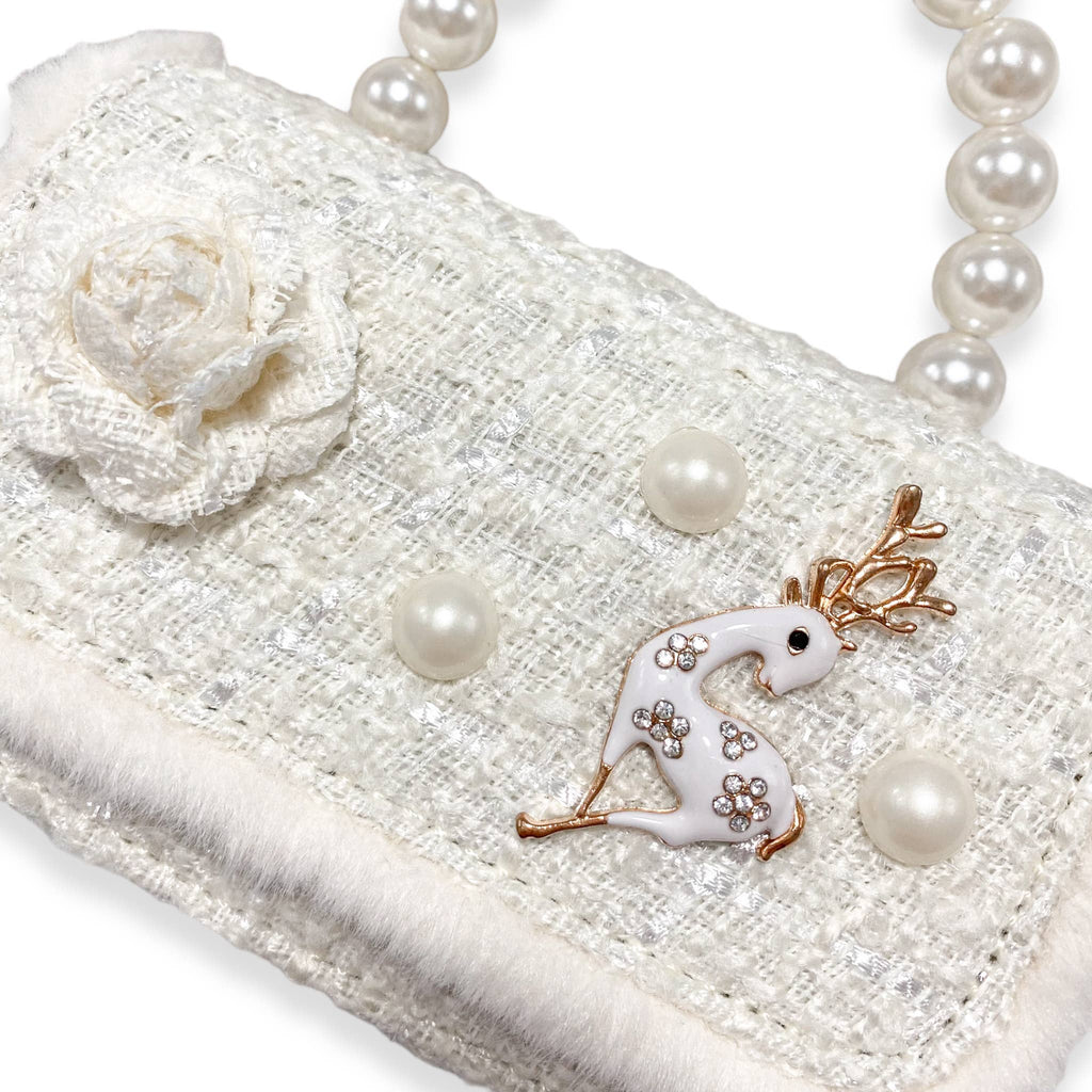 B1324 Fur Trim Tweed Purse (3 Colors)