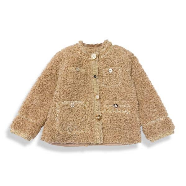A15 14259  Novelty Buttons Boucle Coat