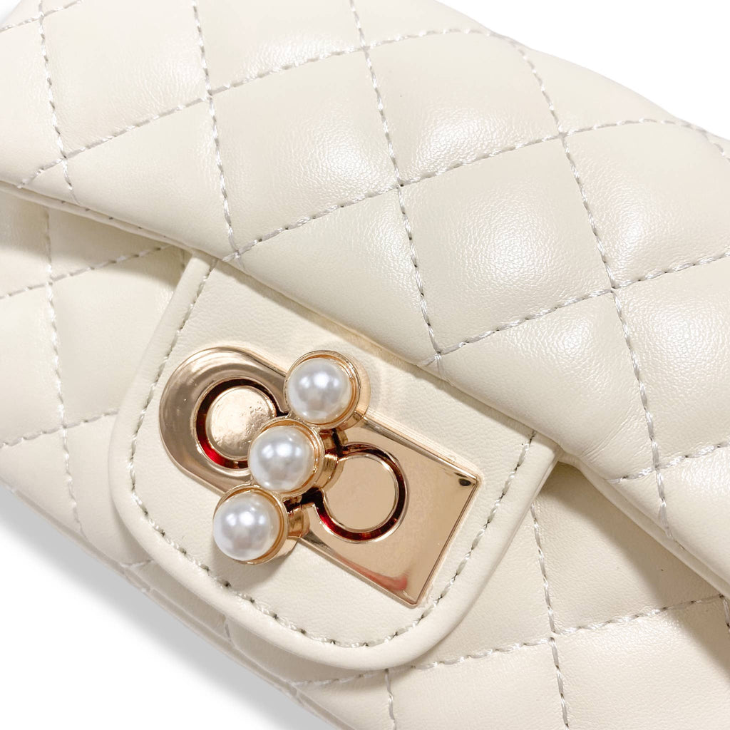 B1336 & B1337  Pearl Closure Quilted Purse (6 Colors)