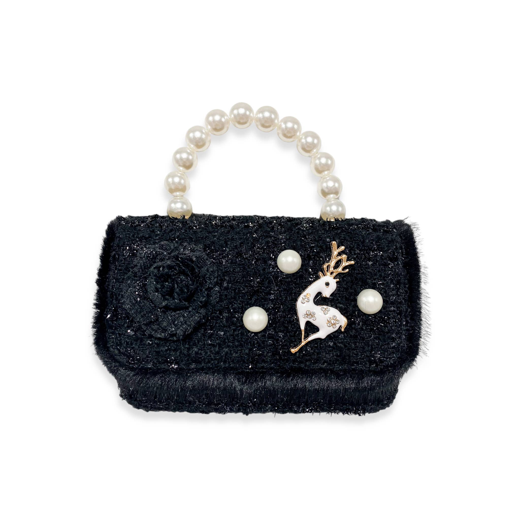 B1324 Fur Trim Tweed Purse (3 Colors)