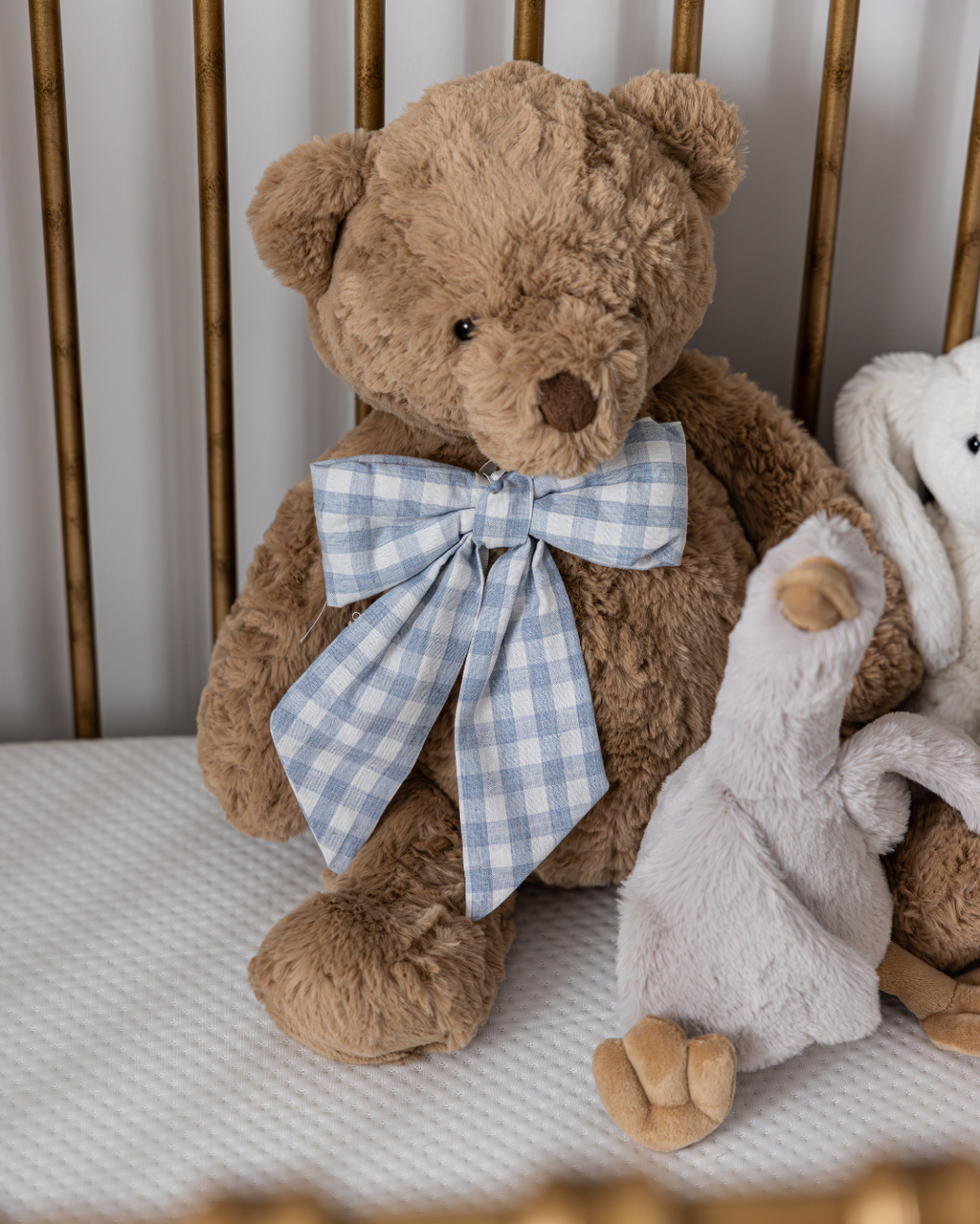 Bow Baby Blue Gingham Fabric Bows