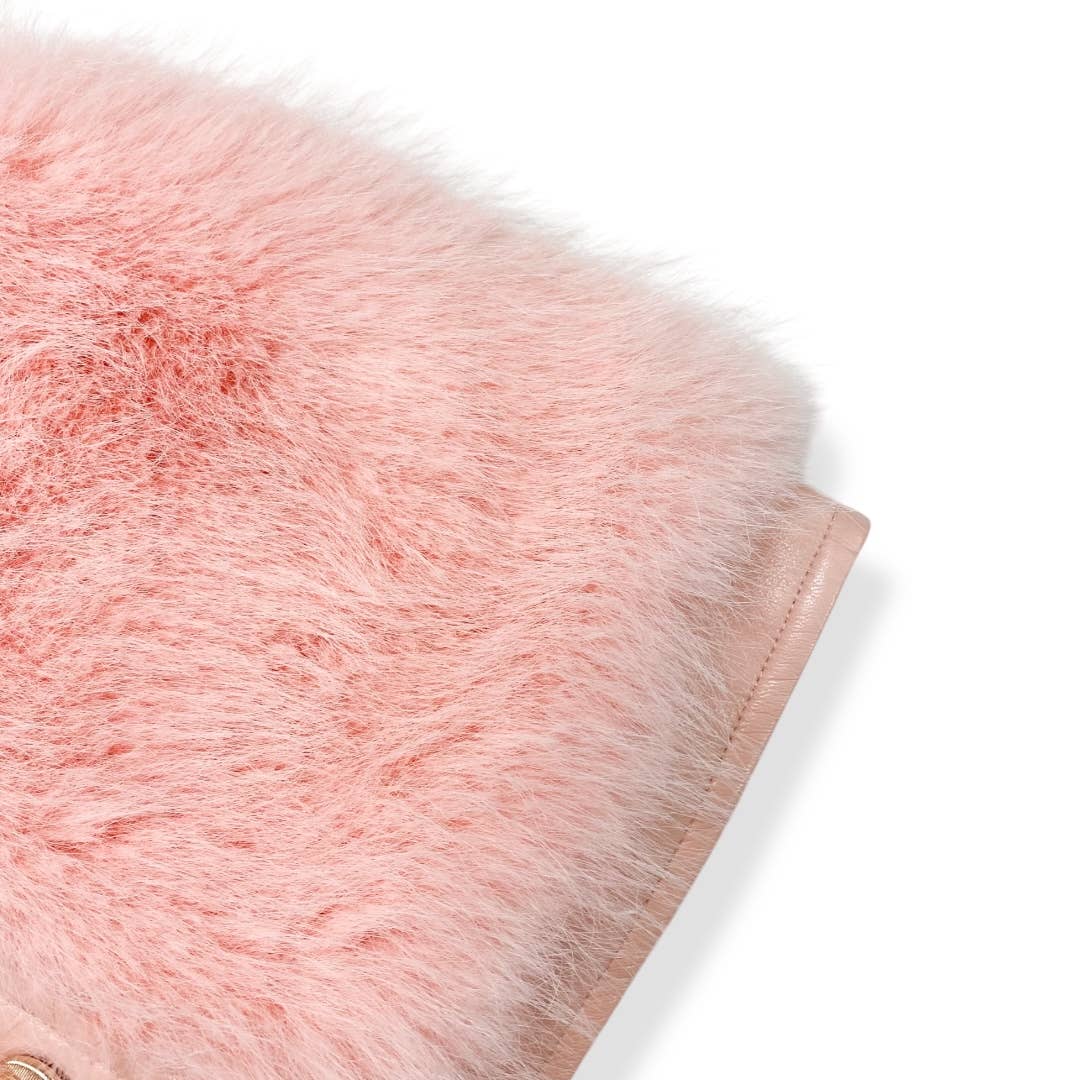 17119 Leather Trimmed Faux Fur Vest (2 Colors)