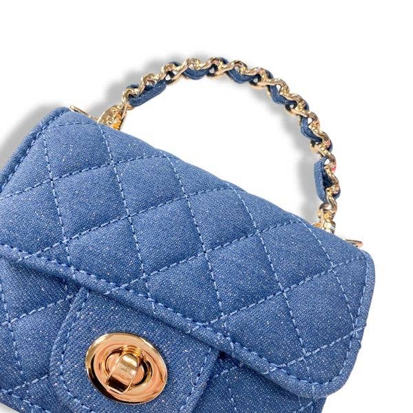 B1382 Sparkly Denim Quilted Purse (3 Colors)