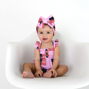 Betty Pink Flag Button Bubble Bamboo 4th of July