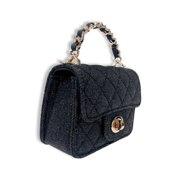 B1382 Sparkly Denim Quilted Purse (3 Colors)