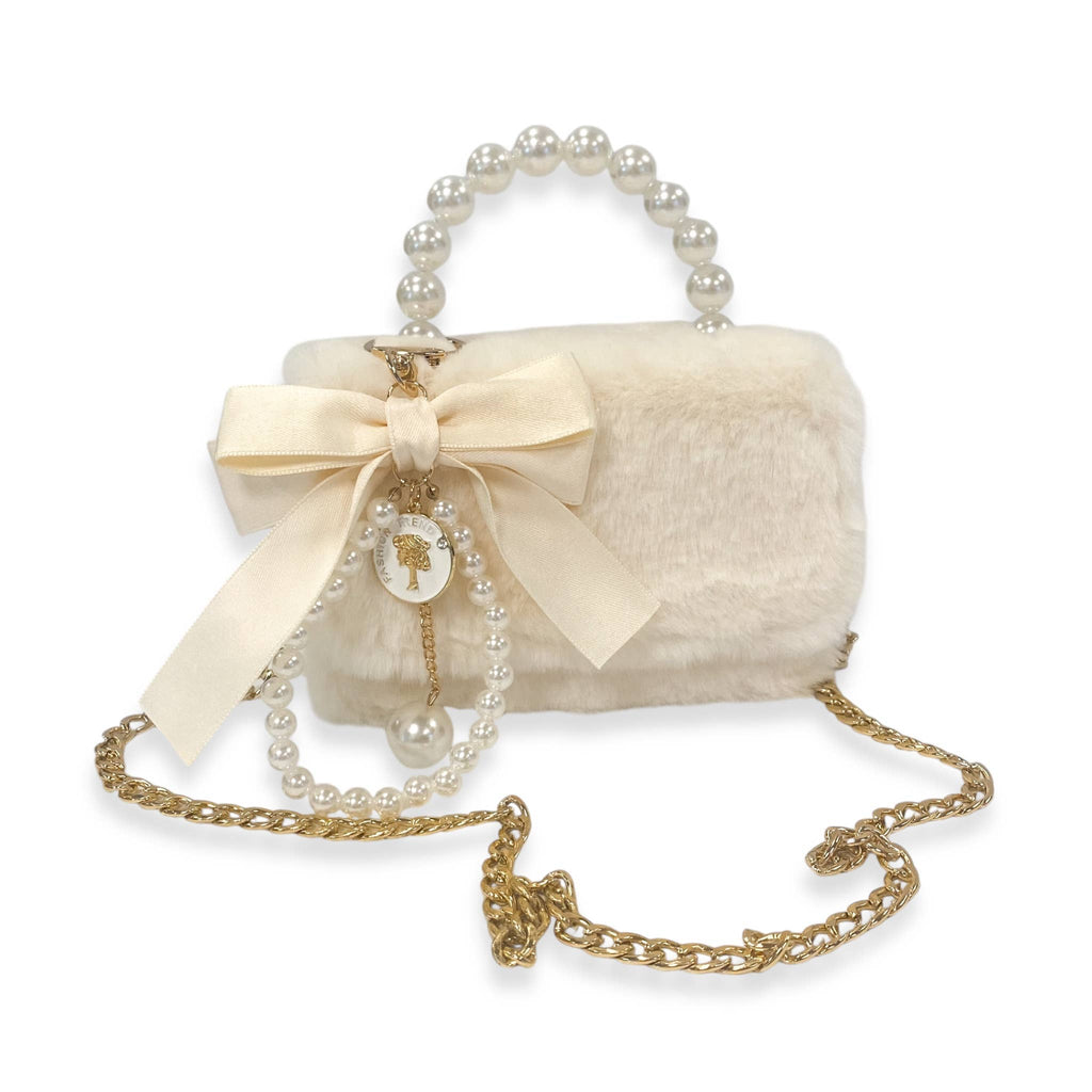 B1329 Furry Purse w/ Charm (3 Colors)