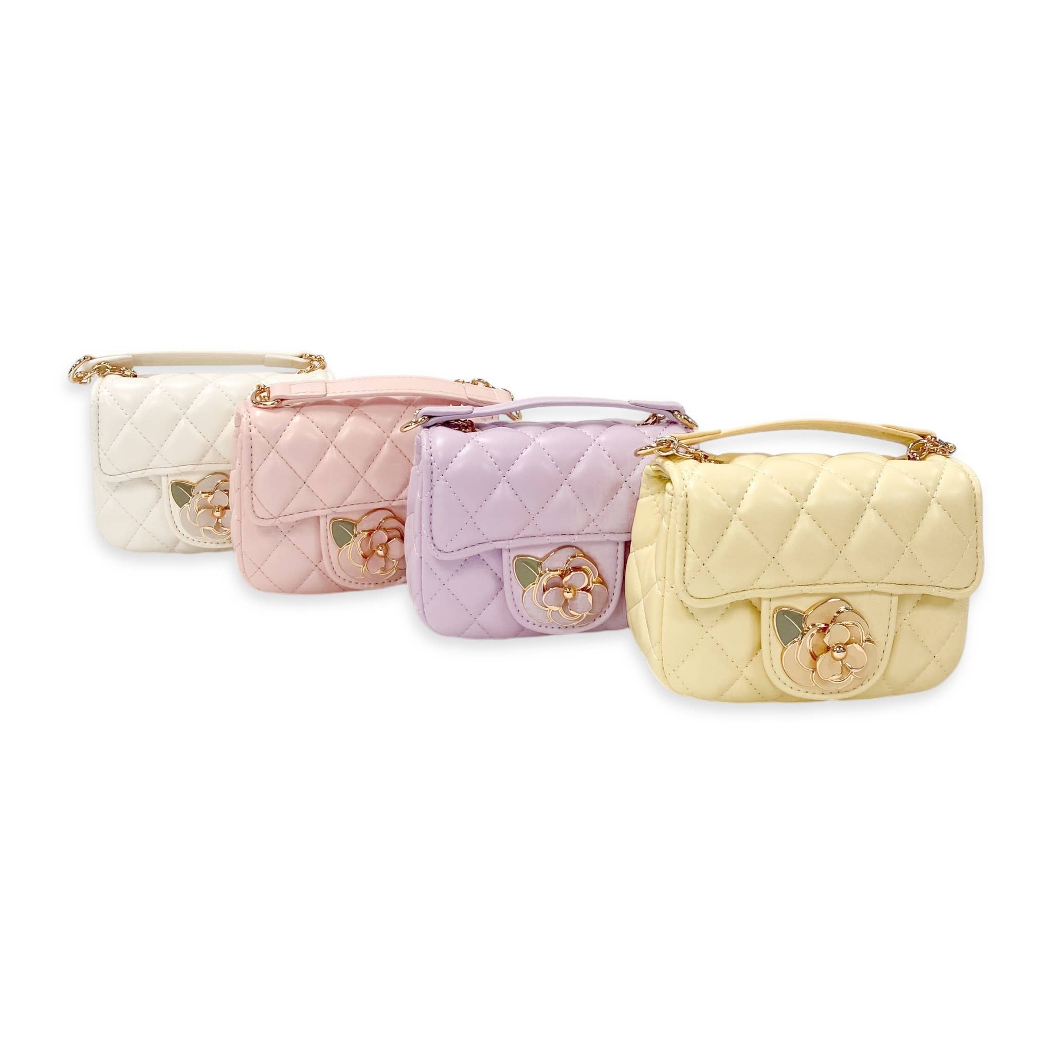 B1384 Floral Decor Quilted Purse (4 Colors)
