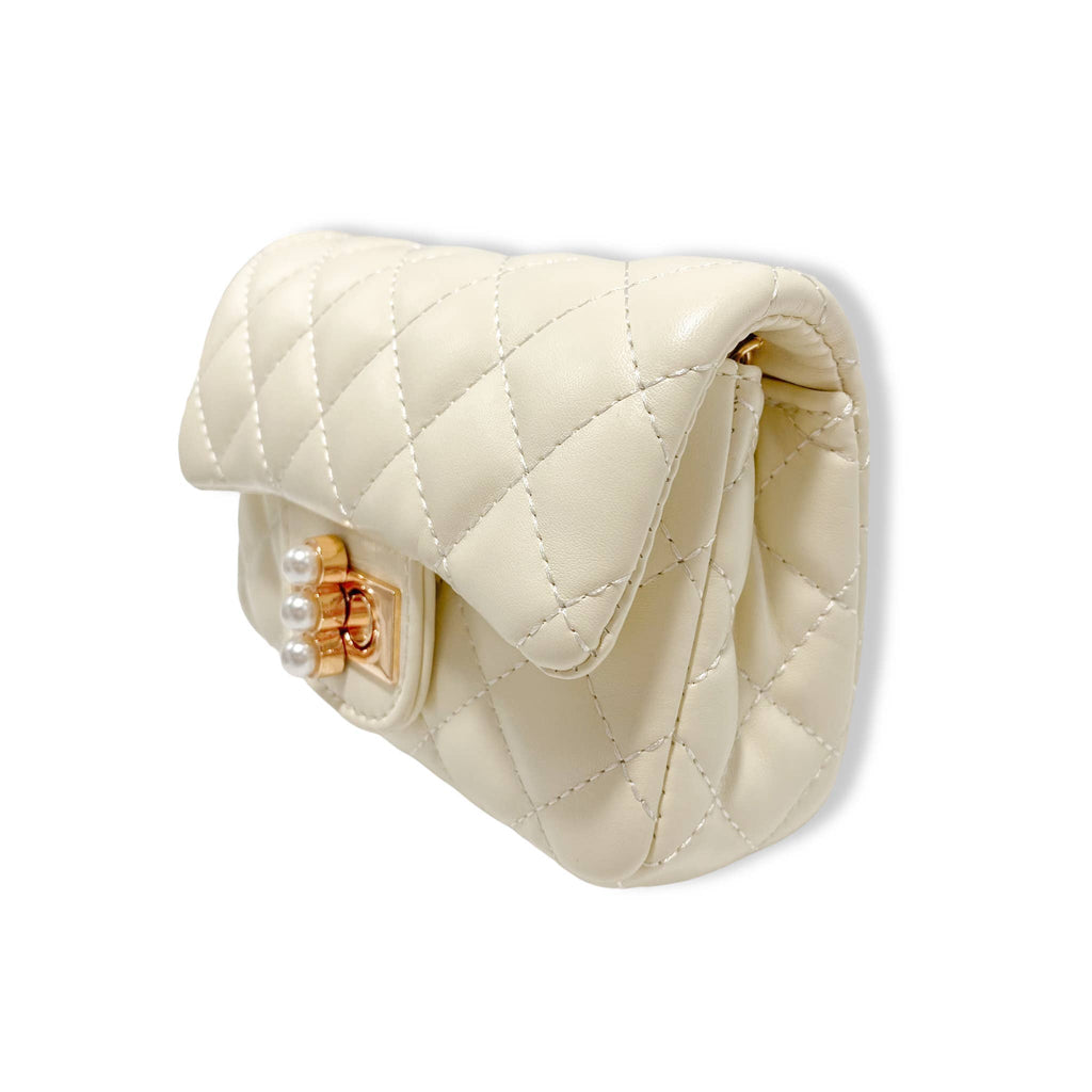 B1336 & B1337  Pearl Closure Quilted Purse (6 Colors)
