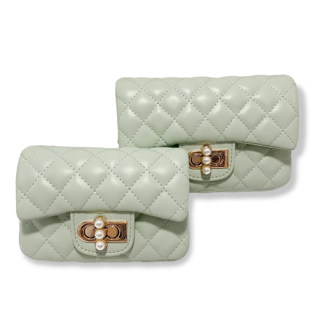 B1336 & B1337  Pearl Closure Quilted Purse (6 Colors)