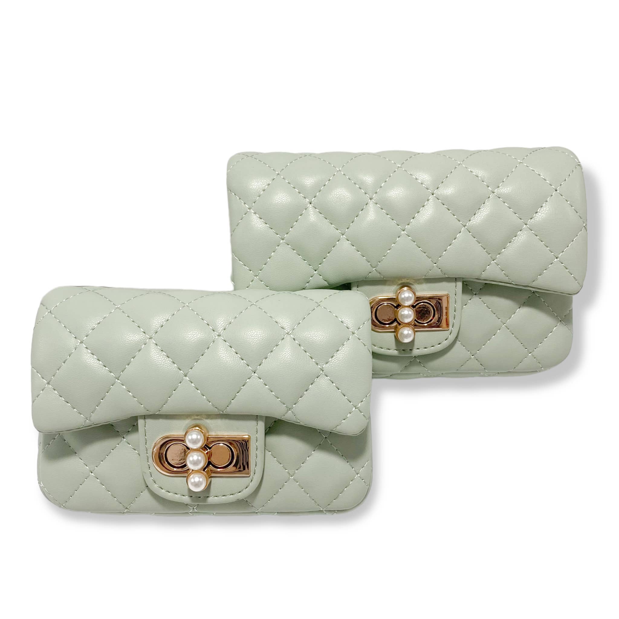 B1336 & B1337  Pearl Closure Quilted Purse (6 Colors)