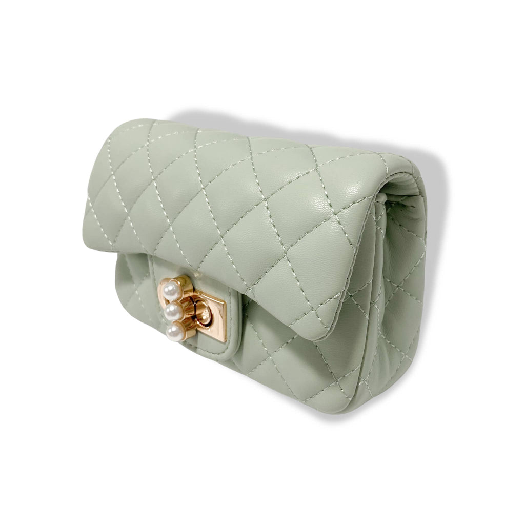 B1336 & B1337  Pearl Closure Quilted Purse (6 Colors)