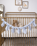 Baby Blue Gingham Fabric Bows Garland