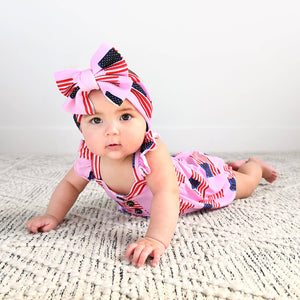 Betty Pink Flag Button Bubble Bamboo 4th of July