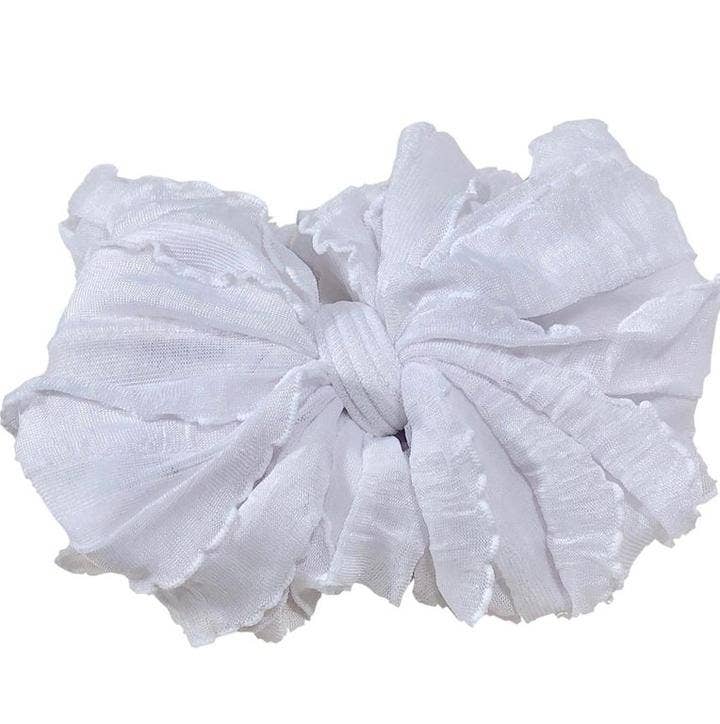 White | Ruffled Baby Headband