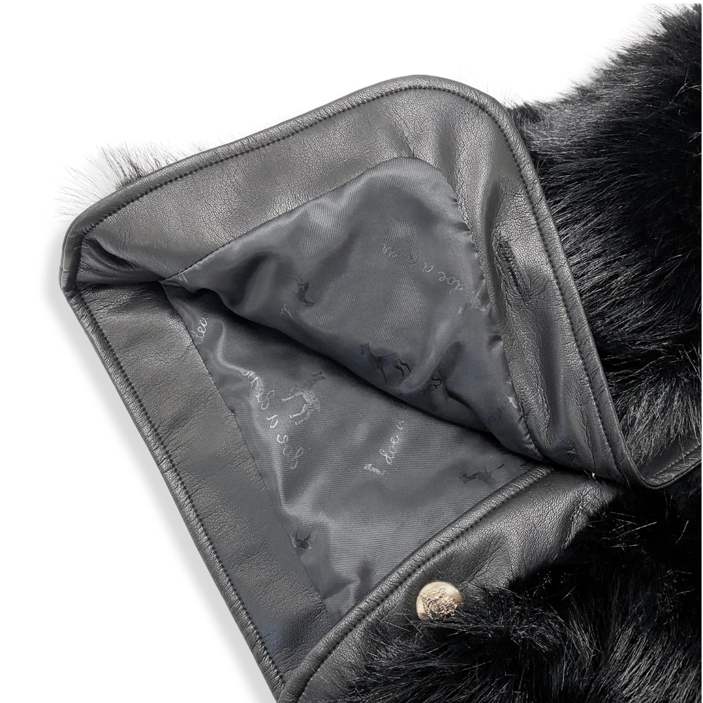 17119 Leather Trimmed Faux Fur Vest (2 Colors)