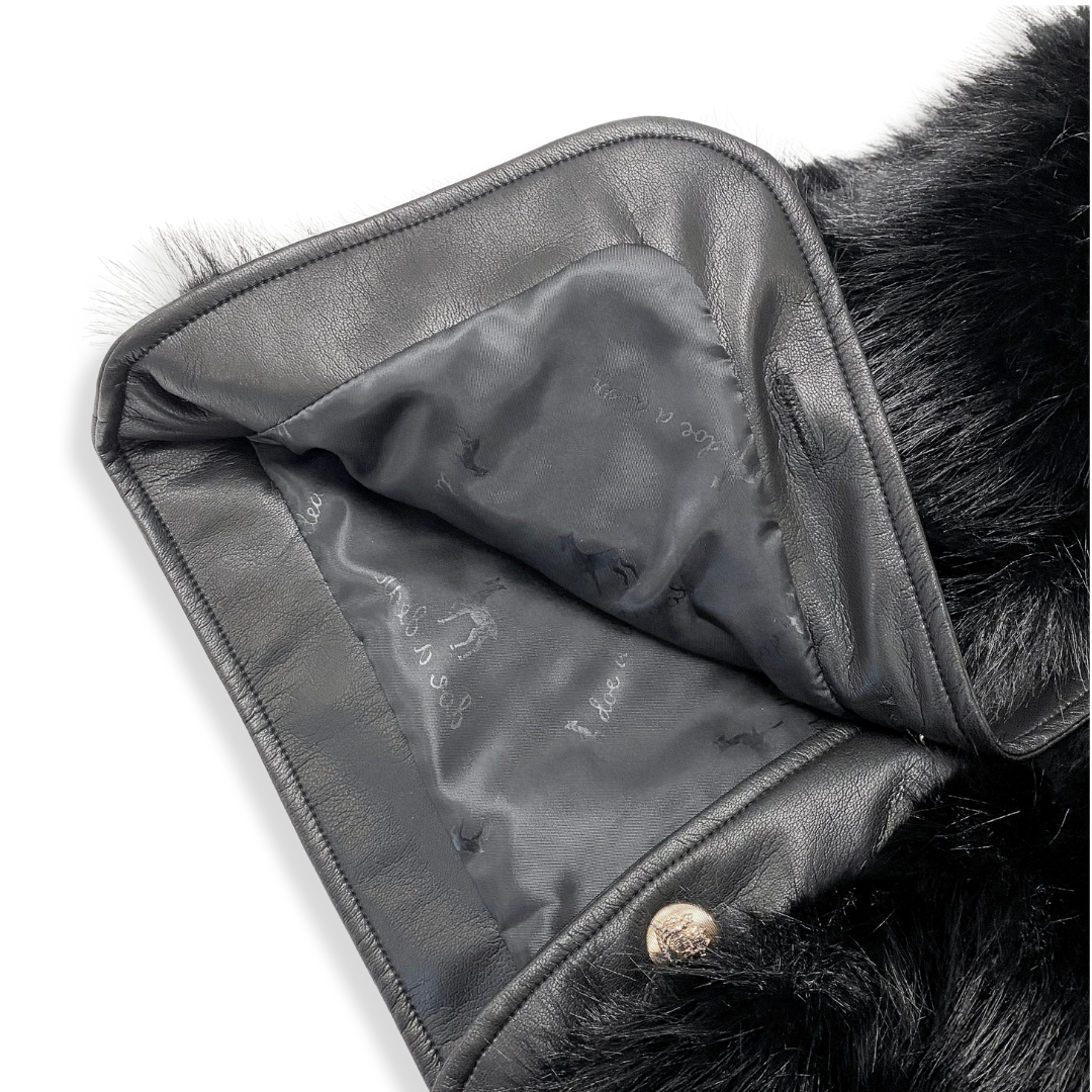 17119 Leather Trimmed Faux Fur Vest (2 Colors)