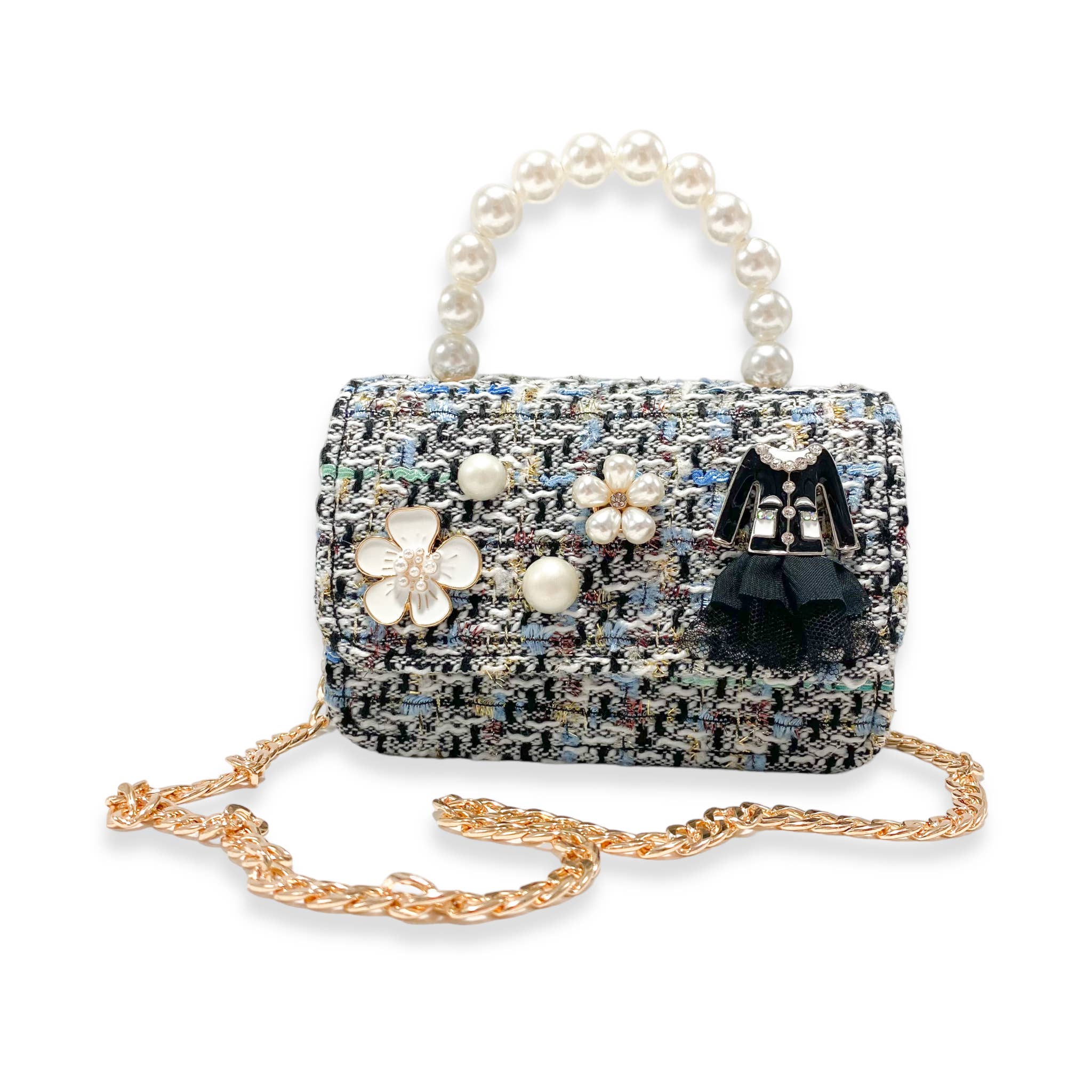 B1320 Floral Charms Tweed Purse