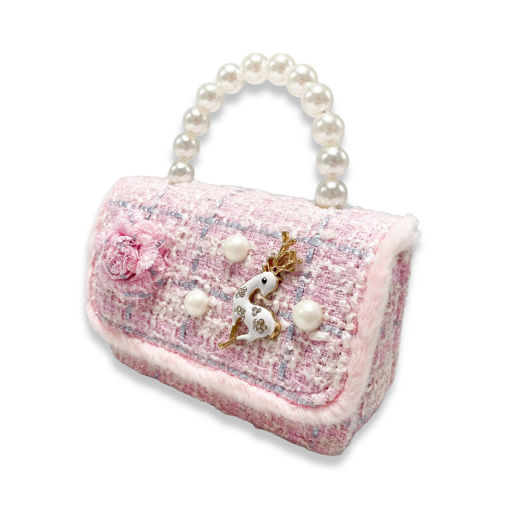 B1324 Fur Trim Tweed Purse (3 Colors)
