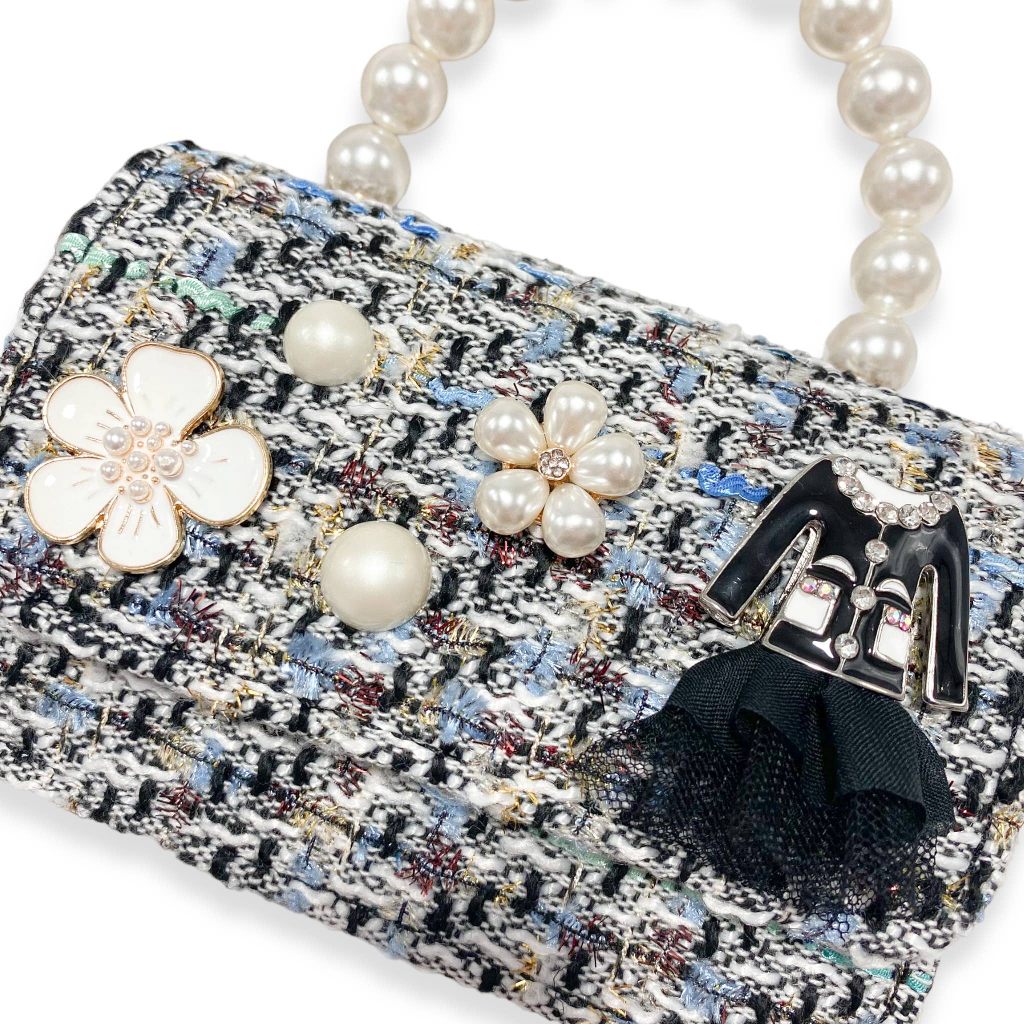 B1320 Floral Charms Tweed Purse