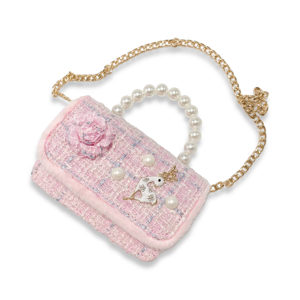 B1324 Fur Trim Tweed Purse (3 Colors)