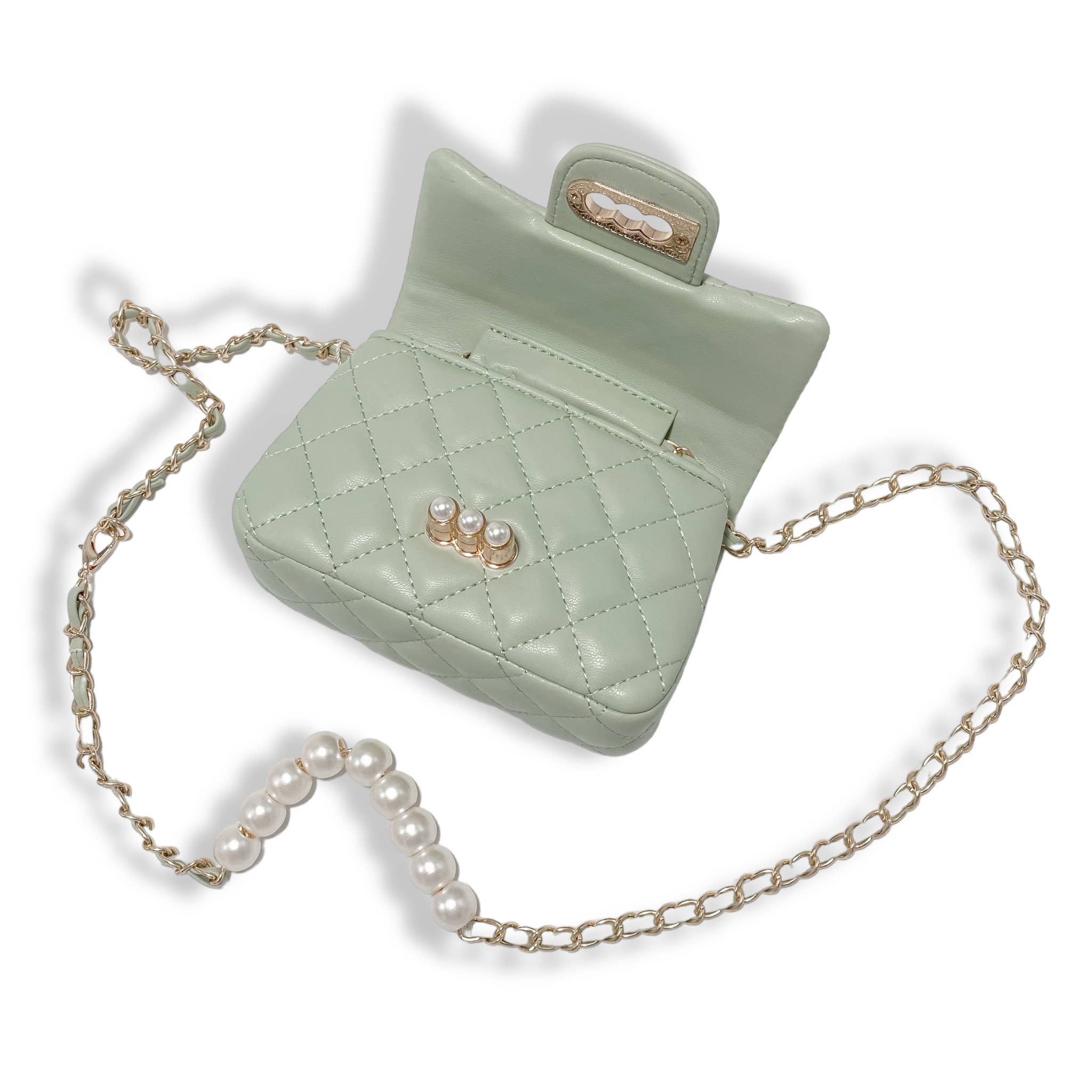 B1336 & B1337  Pearl Closure Quilted Purse (6 Colors)