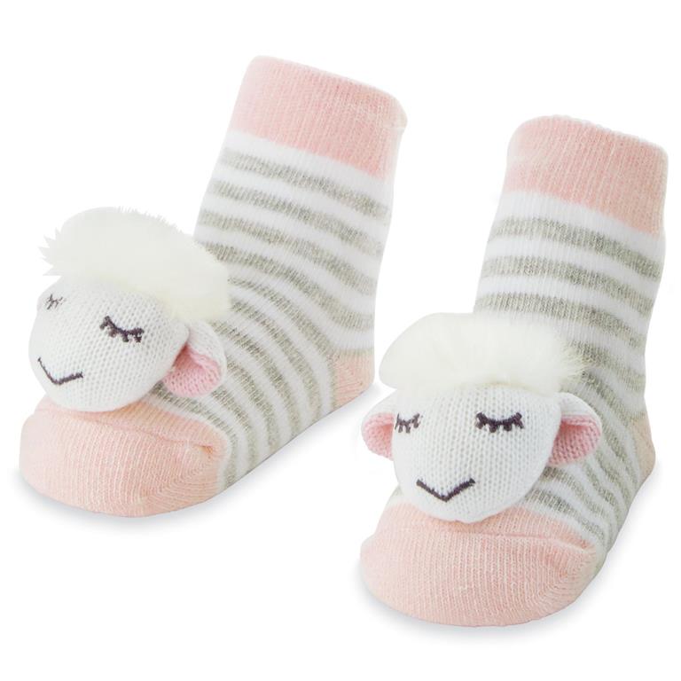 Pink Sheep Rattle Toe Socks